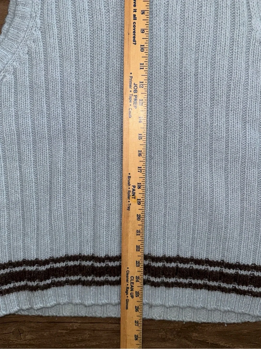 Vintage 90s Preppy  J Crew 100% Wool V Neck Blue thick Rib Sweater Vest XL